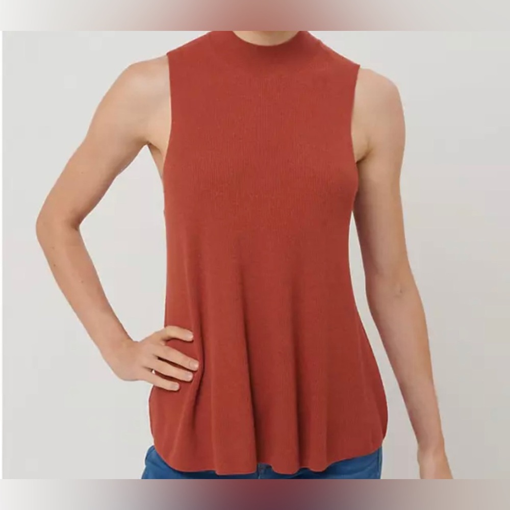 LOFT Women’s XS Brown/Orange Mock Neck Swing Sweater Tank